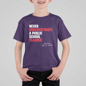 Tim Walz T Shirt For Kid Never Underestimate A Public School Teacher TS11 Purple Print Your Wear