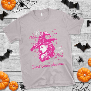 Breast Cancer Awareness T Shirt In October We Wear Pink Halloween Witch TS11 Ice Gray Print Your Wear