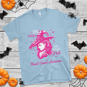 Breast Cancer Awareness T Shirt In October We Wear Pink Halloween Witch TS11 Light Blue Print Your Wear