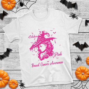 Breast Cancer Awareness T Shirt In October We Wear Pink Halloween Witch TS11 White Print Your Wear