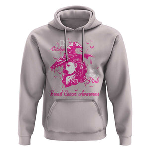 Breast Cancer Awareness Hoodie In October We Wear Pink Halloween Witch TS11 Ice Gray Print Your Wear