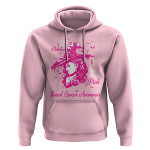 Breast Cancer Awareness Hoodie In October We Wear Pink Halloween Witch TS11 Light Pink Print Your Wear