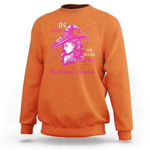 Breast Cancer Awareness Sweatshirt In October We Wear Pink Halloween Witch TS11 Orange Print Your Wear