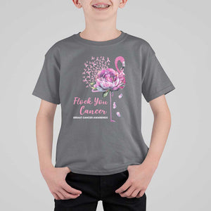 Breast Cancer Awareness T Shirt For Kid Flock you Cancer Flamingo Flower Pink Ribbon TS11 Charcoal Print Your Wear