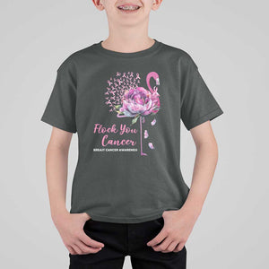 Breast Cancer Awareness T Shirt For Kid Flock you Cancer Flamingo Flower Pink Ribbon TS11 Dark Heather Print Your Wear