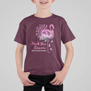 Breast Cancer Awareness T Shirt For Kid Flock you Cancer Flamingo Flower Pink Ribbon TS11 Maroon Print Your Wear