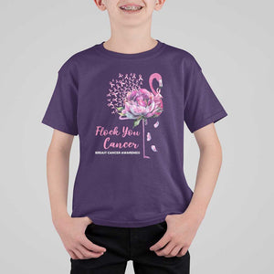 Breast Cancer Awareness T Shirt For Kid Flock you Cancer Flamingo Flower Pink Ribbon TS11 Purple Print Your Wear