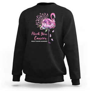 Breast Cancer Awareness Sweatshirt Flock you Cancer Flamingo Flower Pink Ribbon TS11 Black Print Your Wear