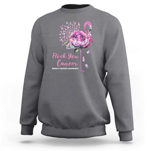 Breast Cancer Awareness Sweatshirt Flock you Cancer Flamingo Flower Pink Ribbon TS11 Charcoal Print Your Wear