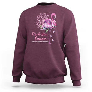 Breast Cancer Awareness Sweatshirt Flock you Cancer Flamingo Flower Pink Ribbon TS11 Maroon Print Your Wear