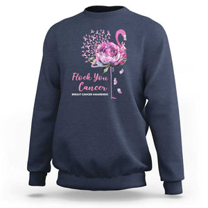 Breast Cancer Awareness Sweatshirt Flock you Cancer Flamingo Flower Pink Ribbon TS11 Navy Print Your Wear