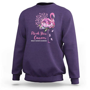 Breast Cancer Awareness Sweatshirt Flock you Cancer Flamingo Flower Pink Ribbon TS11 Purple Print Your Wear