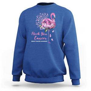 Breast Cancer Awareness Sweatshirt Flock you Cancer Flamingo Flower Pink Ribbon TS11 Royal Blue Print Your Wear