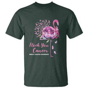 Breast Cancer Awareness T Shirt Flock you Cancer Flamingo Flower Pink Ribbon TS11 Dark Forest Green Print Your Wear