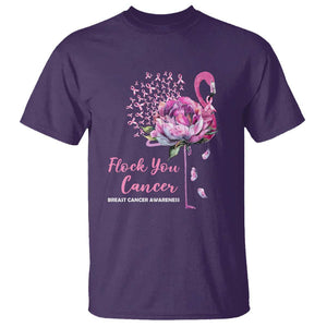 Breast Cancer Awareness T Shirt Flock you Cancer Flamingo Flower Pink Ribbon TS11 Purple Print Your Wear