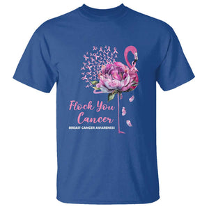 Breast Cancer Awareness T Shirt Flock you Cancer Flamingo Flower Pink Ribbon TS11 Royal Blue Print Your Wear