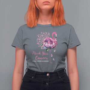 Breast Cancer Awareness T Shirt For Women Flock you Cancer Flamingo Flower Pink Ribbon TS11 Charcoal Print Your Wear