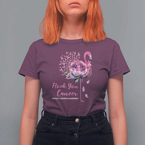 Breast Cancer Awareness T Shirt For Women Flock you Cancer Flamingo Flower Pink Ribbon TS11 Maroon Print Your Wear