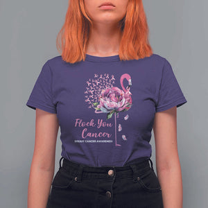 Breast Cancer Awareness T Shirt For Women Flock you Cancer Flamingo Flower Pink Ribbon TS11 Purple Print Your Wear