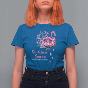 Breast Cancer Awareness T Shirt For Women Flock you Cancer Flamingo Flower Pink Ribbon TS11 Royal Blue Print Your Wear