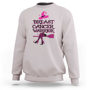 Breast Cancer Warrior Witch Sweatshirt Hat Shoes Broom Pink Ribbon Witchy Vibe TS11 Ice Gray Print Your Wear