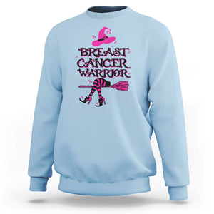 Breast Cancer Warrior Witch Sweatshirt Hat Shoes Broom Pink Ribbon Witchy Vibe TS11 Light Blue Print Your Wear