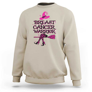 Breast Cancer Warrior Witch Sweatshirt Hat Shoes Broom Pink Ribbon Witchy Vibe TS11 Sand Print Your Wear