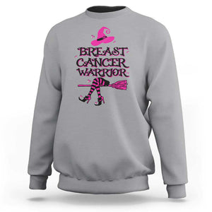 Breast Cancer Warrior Witch Sweatshirt Hat Shoes Broom Pink Ribbon Witchy Vibe TS11 Sport Gray Print Your Wear