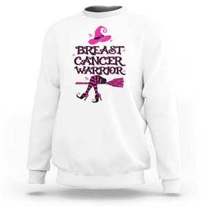 Breast Cancer Warrior Witch Sweatshirt Hat Shoes Broom Pink Ribbon Witchy Vibe TS11 White Print Your Wear