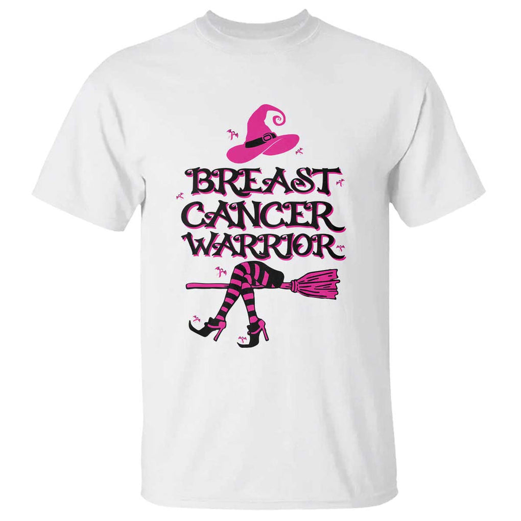 Breast Cancer Warrior Witch T Shirt Hat Shoes Broom Pink Ribbon Witchy Vibe TS11 White Print Your Wear