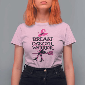 Breast Cancer Warrior Witch T Shirt For Women Hat Shoes Broom Pink Ribbon Witchy Vibe TS11 Light Pink Print Your Wear