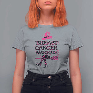 Breast Cancer Warrior Witch T Shirt For Women Hat Shoes Broom Pink Ribbon Witchy Vibe TS11 Sport Gray Print Your Wear