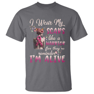 Breast Cancer Awareness T Shirt I Wear My Scars Like A Warrior For They're Reminder I'm Alive Butterfly TS11 Charcoal Print Your Wear