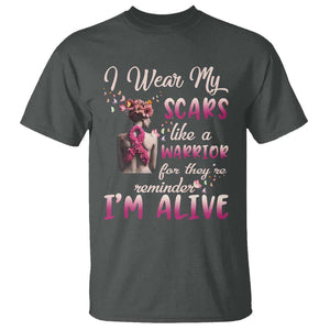 Breast Cancer Awareness T Shirt I Wear My Scars Like A Warrior For They're Reminder I'm Alive Butterfly TS11 Dark Heather Print Your Wear