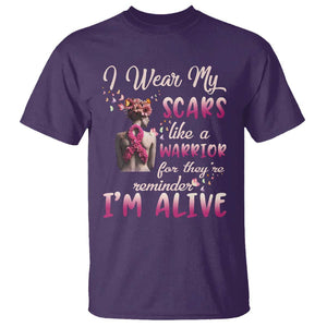 Breast Cancer Awareness T Shirt I Wear My Scars Like A Warrior For They're Reminder I'm Alive Butterfly TS11 Purple Print Your Wear