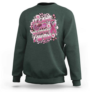 Breast Cancer Awareness Sweatshirt It Came We Fought I Won Boxing Gloves Pink Ribbon Flowers Leopard TS11 Dark Forest Green Print Your Wear