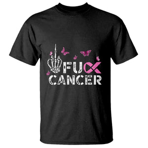 Breast Cancer Awareness T Shirt Fuck Cancer Pink Ribbon Skeleton Hand Butterfly TS11 Black Print Your Wear