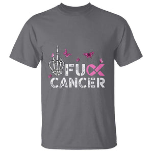 Breast Cancer Awareness T Shirt Fuck Cancer Pink Ribbon Skeleton Hand Butterfly TS11 Charcoal Print Your Wear