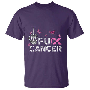 Breast Cancer Awareness T Shirt Fuck Cancer Pink Ribbon Skeleton Hand Butterfly TS11 Purple Print Your Wear