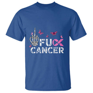 Breast Cancer Awareness T Shirt Fuck Cancer Pink Ribbon Skeleton Hand Butterfly TS11 Royal Blue Print Your Wear