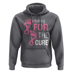 Breast Cancer Awareness Hoodie Walking For The Cure Pink Ribbon Footprints TS11 Charcoal Print Your Wear