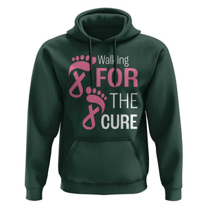 Breast Cancer Awareness Hoodie Walking For The Cure Pink Ribbon Footprints TS11 Dark Forest Green Print Your Wear