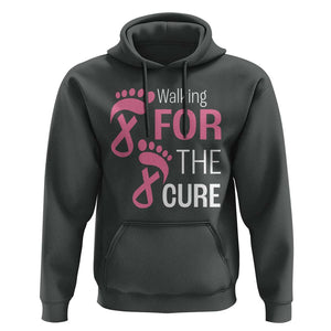 Breast Cancer Awareness Hoodie Walking For The Cure Pink Ribbon Footprints TS11 Dark Heather Print Your Wear