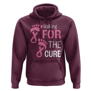 Breast Cancer Awareness Hoodie Walking For The Cure Pink Ribbon Footprints TS11 Maroon Print Your Wear