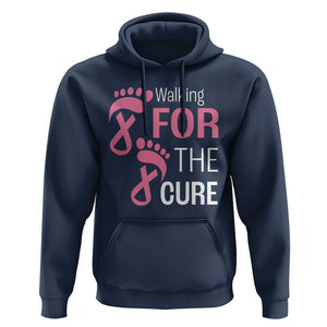 Breast Cancer Awareness Hoodie Walking For The Cure Pink Ribbon Footprints TS11 Navy Print Your Wear