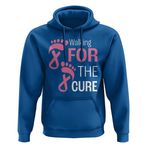 Breast Cancer Awareness Hoodie Walking For The Cure Pink Ribbon Footprints TS11 Royal Blue Print Your Wear