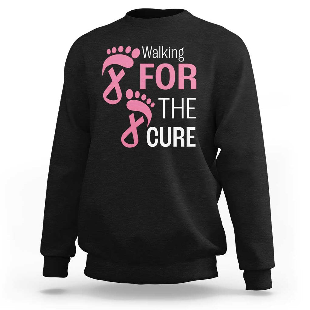 Breast Cancer Awareness Sweatshirt Walking For The Cure Pink Ribbon Footprints TS11 Black Print Your Wear