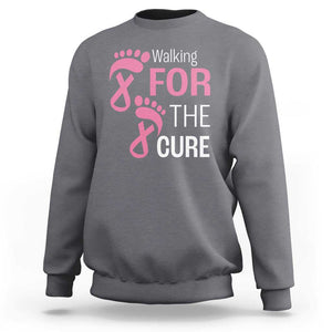 Breast Cancer Awareness Sweatshirt Walking For The Cure Pink Ribbon Footprints TS11 Charcoal Print Your Wear