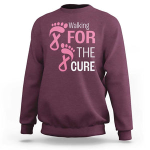 Breast Cancer Awareness Sweatshirt Walking For The Cure Pink Ribbon Footprints TS11 Maroon Print Your Wear