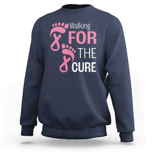 Breast Cancer Awareness Sweatshirt Walking For The Cure Pink Ribbon Footprints TS11 Navy Print Your Wear